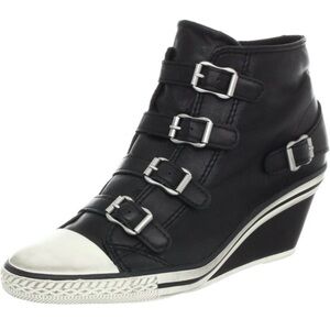 Ash Thelma wedge genial sneaker dramatic leather  buckle side zip shoe 36(5.5-6)